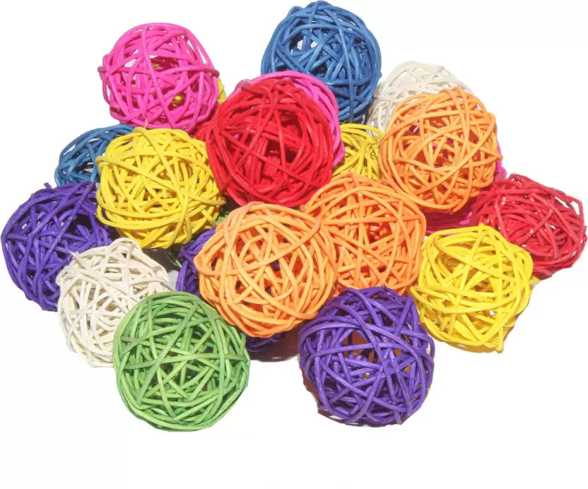 Wicker Rattan | Lata Balls for Home decor and Bird Chew Toys | 20 Pcs