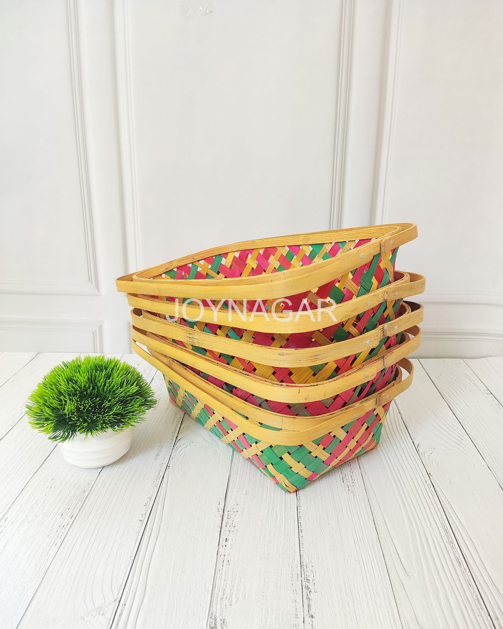 Bamboo Tray 12 inch Color With Handle Set of 2