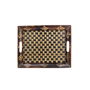 Handmade bamboo army style tray for serving . Joynagar- handicraft