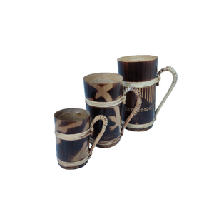 Handmade Bamboo Beer Mug Minakari Design 3 Pcs. Joynagar - handicraft