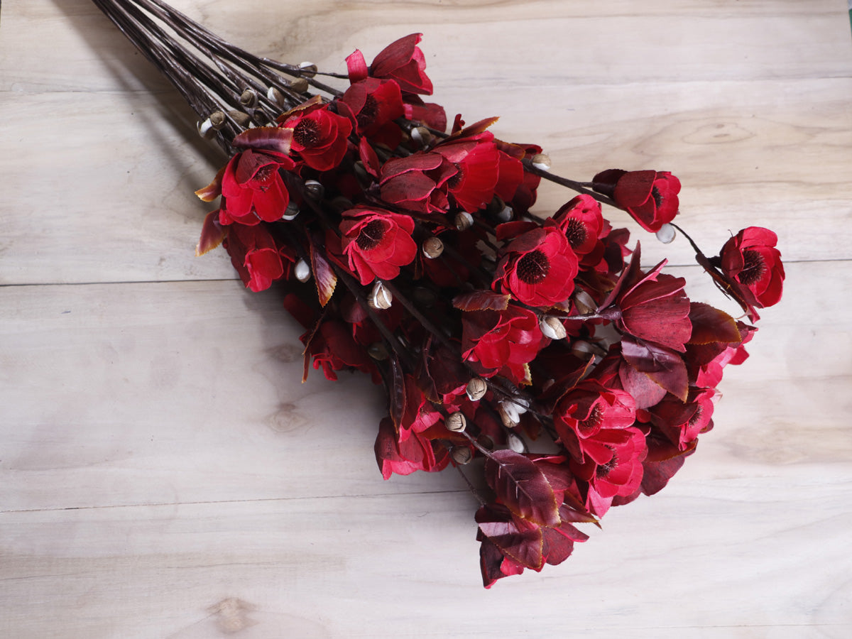 Decorative Sola Wood Skin Raju Stick Bunch for Flower Vase joynagar Handicraft Artificial Flowers color_red