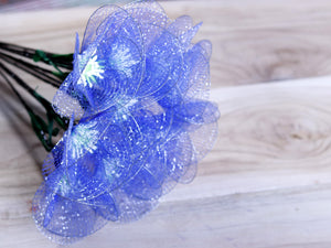Handmade Poppy Net Flower Stick joynagar Handicraft Artificial Flowers color_blue