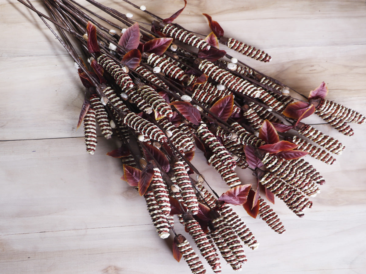 Handmade Palm Leaf Chain Pine Stick Joynagar Handicraft Artificial Flowers color_brown