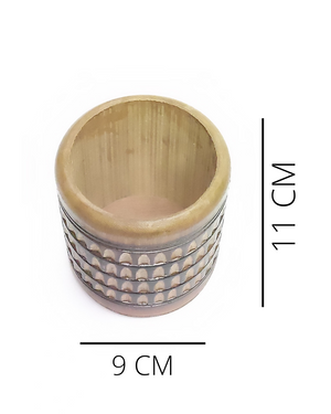 Handmade Bamboo Minakari Design Round for use as a pen stand. Joynagar-handicraft