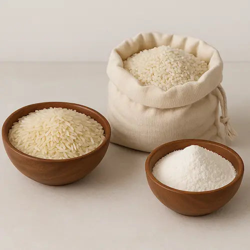 Traditional Bengali rice products including Dudheswar rice, Dheki Chata rice and rice powder for pitha making in premium style.