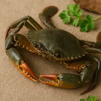 Fresh Sundarban mud crab on natural background for seafood collection
