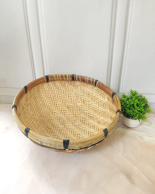 Bamboo Cane Handmade Bengali Style Chala / Round Vegetable Basket