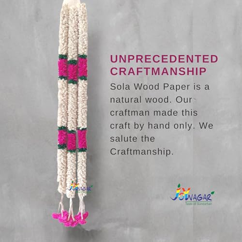 Sola Wood Flower Garland | 4 Ft 3 Pcs White Pink