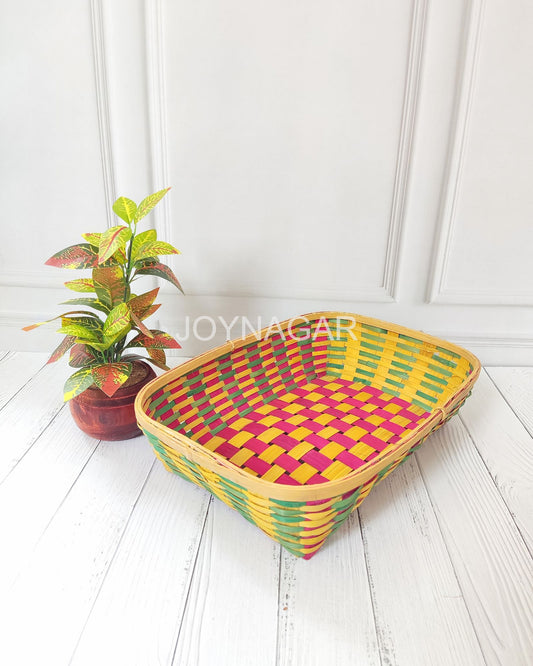 Bamboo Tray 14 inch Multicolor Set of 2