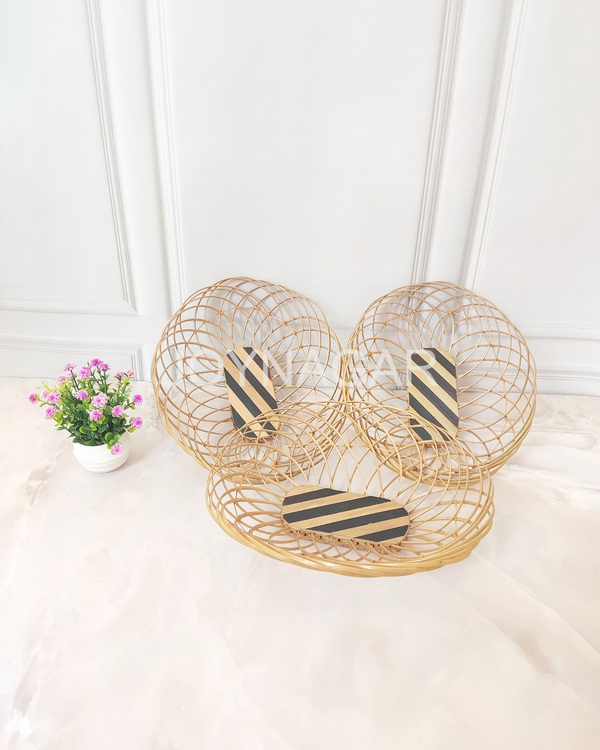 Handmade Bamboo Stick Basket Oval Natural Color 6Pcs