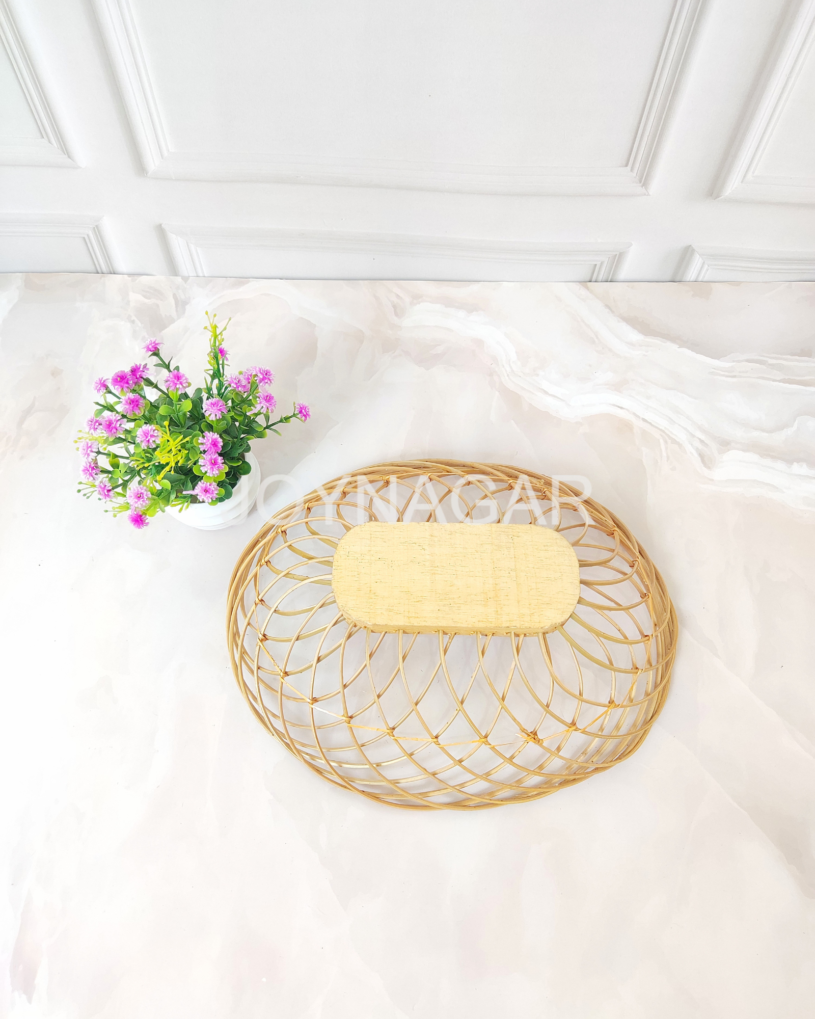 Handmade Bamboo Stick Basket Oval Natural Color 6Pcs