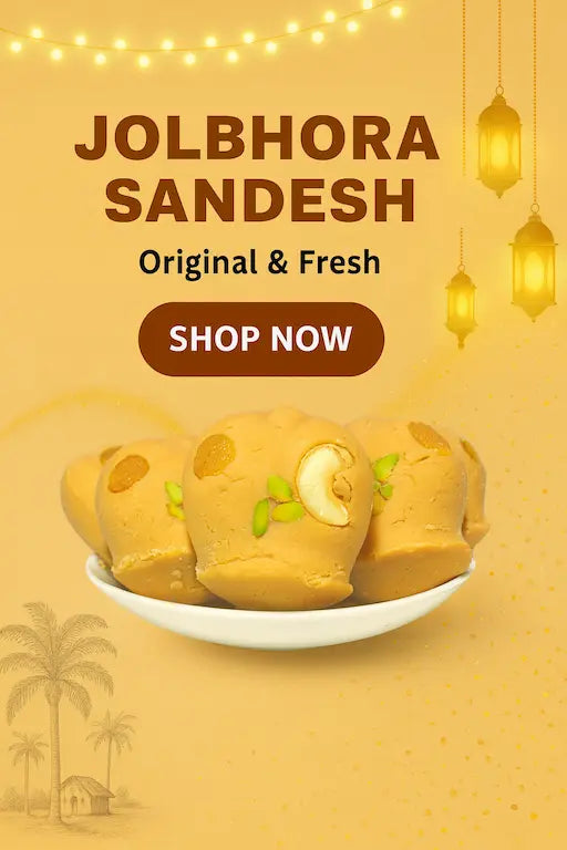 Authentic Bengali jolbhora sandesh sweets with nuts, showcased on plate in festive celebration style.