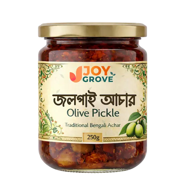 JOYGROVE Bengali Olive Pickle also called Jolpai Achar, traditional Bengali pickle packed in air sealed glass jar 250g