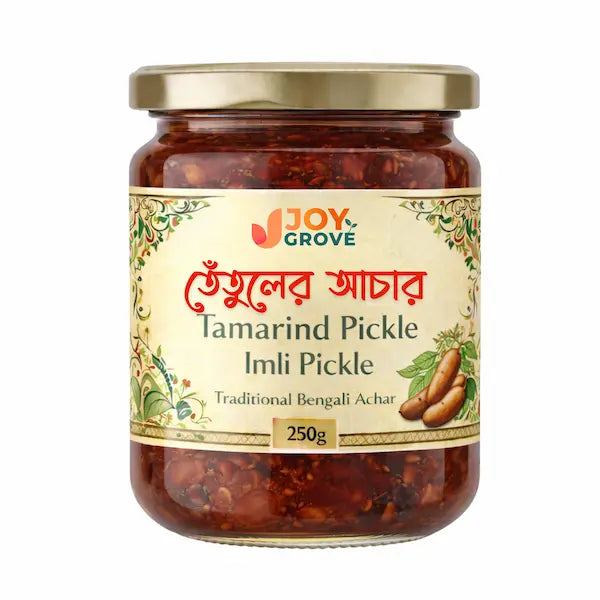 JOYGROVE Tamarind Pickle also known as Tetuler Achar or Imli Pickle, traditional Bengali pickle packed in air sealed glass jar 250g