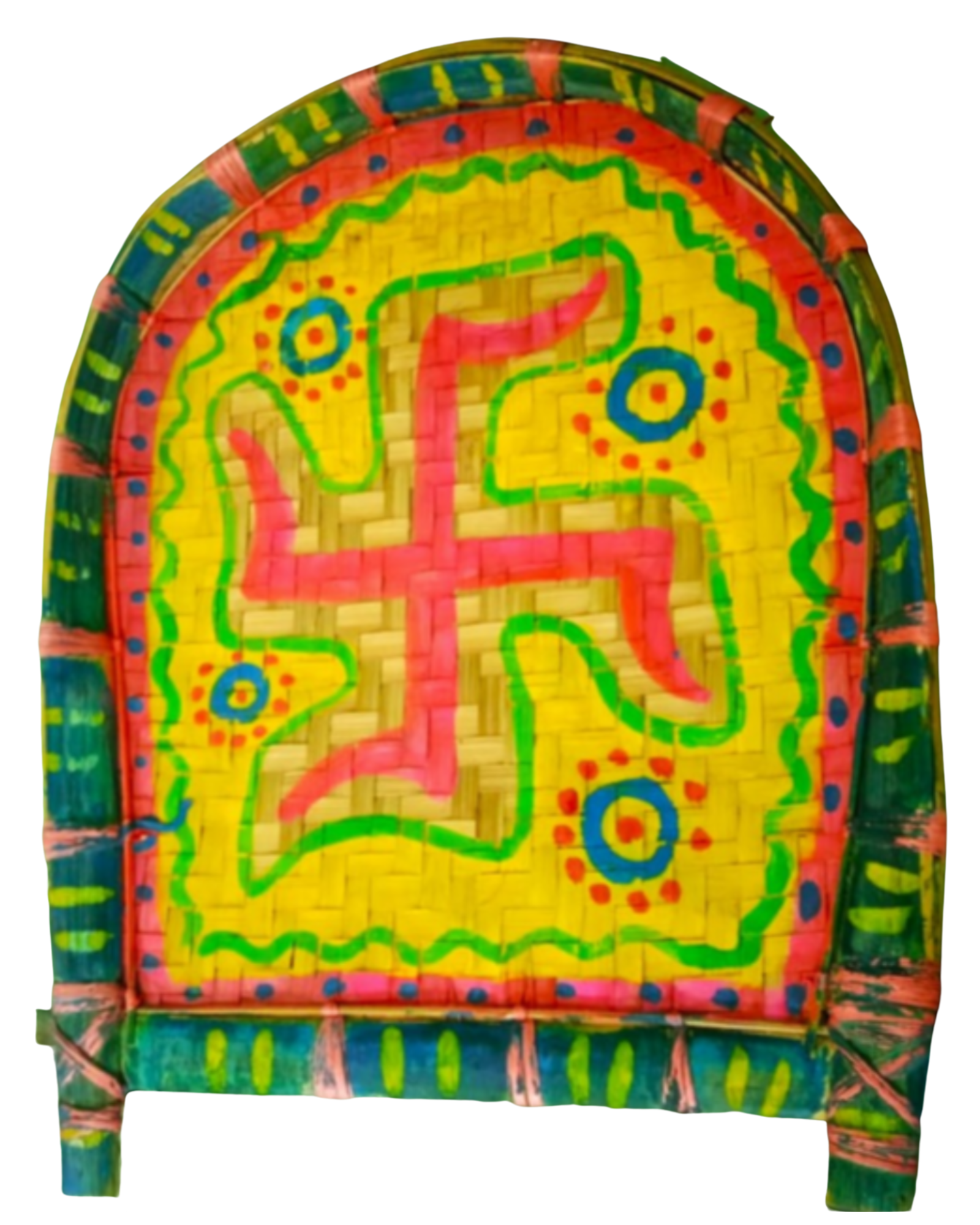 Bamboo Cane Handpaint Decorative Multicolor Bengali Style Soop/Kulo/Tray