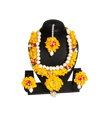 Handmade Weeding Haldi Ceremony Artificial Jewelry Necklace Rupashri Set-Joynagar 