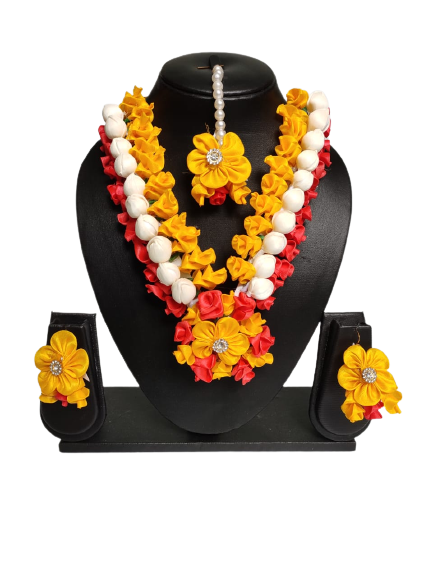 Handmade Weeding Haldi Ceremony Artificial Jewelry Necklace Chandrima Set-joynagar Handmade