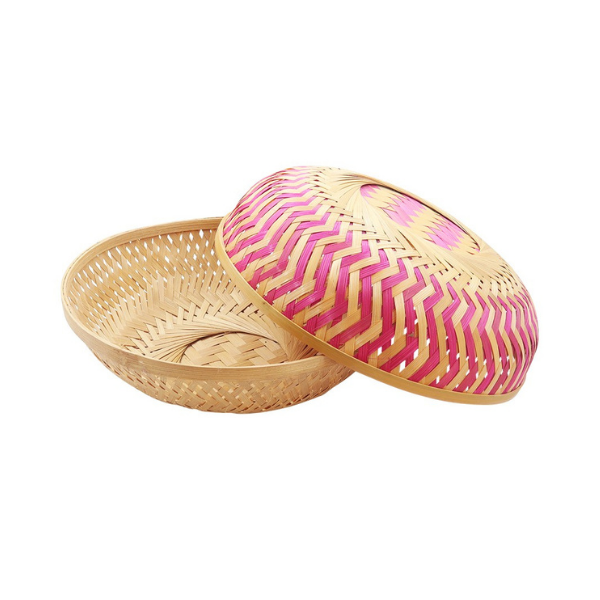 Handmade Bamboo Round Saji / Gift Hamper Basket Set of 5