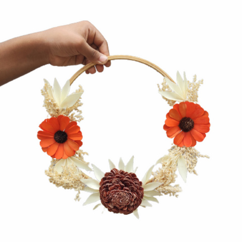 Daisy Palm Belle Rose Artificial Flower Door Wreath decoration.  Joynagar- handicraft