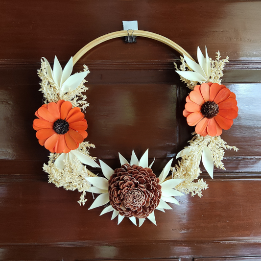 Daisy Palm Belle Rose Artificial Flower Door Wreath . Joynagar - handicraft