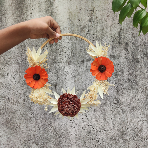 Daisy Palm Belle Rose Artificial Flower Door Wreath . Joynagar - handmade