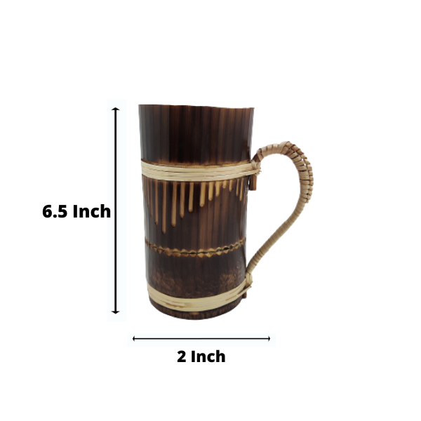 Handmade Bamboo Beer Mug Minakari Design 3 Pcs. Joynagar - handicraft 