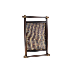 Handmade Bamboo Rectangular Serving Tray Black Color with Long Handle. joynagar-handicraft