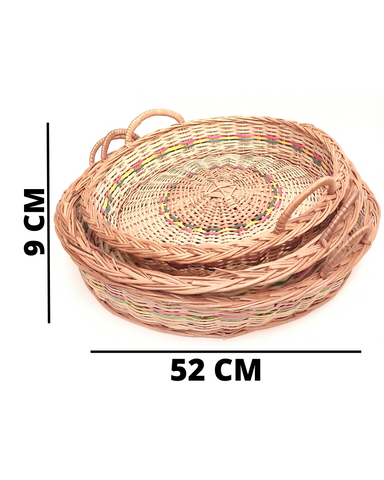 Willow Wicker Round Kodai Basket with Side Handle | Set of 3