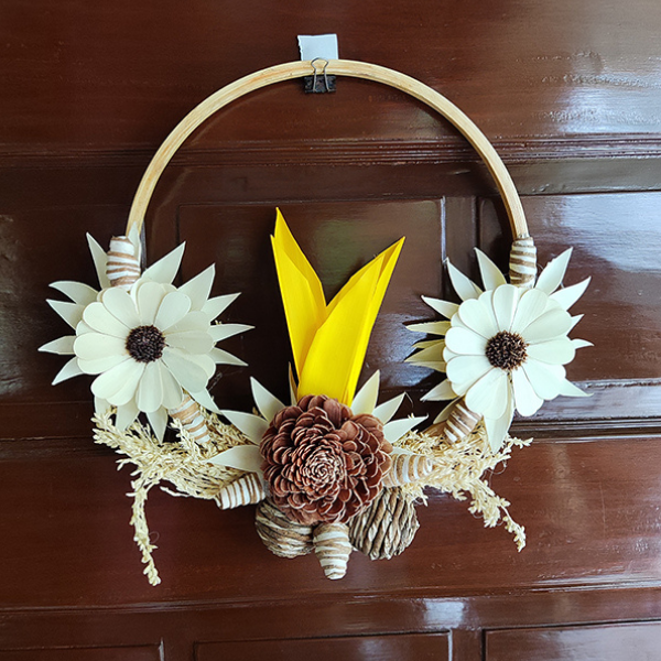 Jumbo Lily Belle Artificial Flower Door Wreath  for decoration. Joynagarr- handicraft