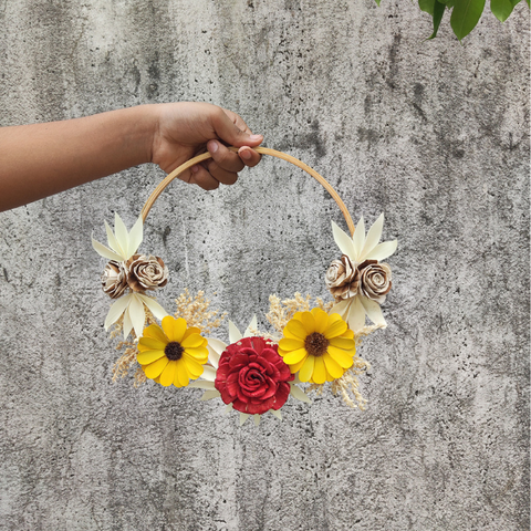 Decorative Palm Belle Rose Artificial Flowers Door Wreath for Home Decoration . Joynagar- handicraft