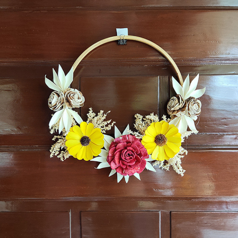 Decorative Palm Belle Rose Artificial Flowers Door Wreath for Home Decoration .  Joynagar - handicraft
