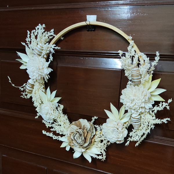 Rose Belle Exotic Natural Color Door Wreath.  Joynagar- handicraft
