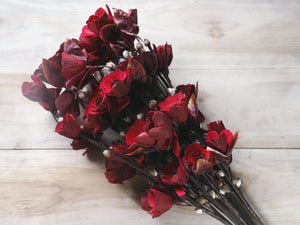 Decorative Sola Wood Skin Raju Stick Bunch for Flower Vase joynagar Handicraft Artificial Flowers color_red