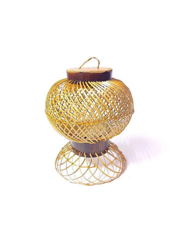 Bamboo small wall hanging night lamp shade round luna . joynagar handicraft 