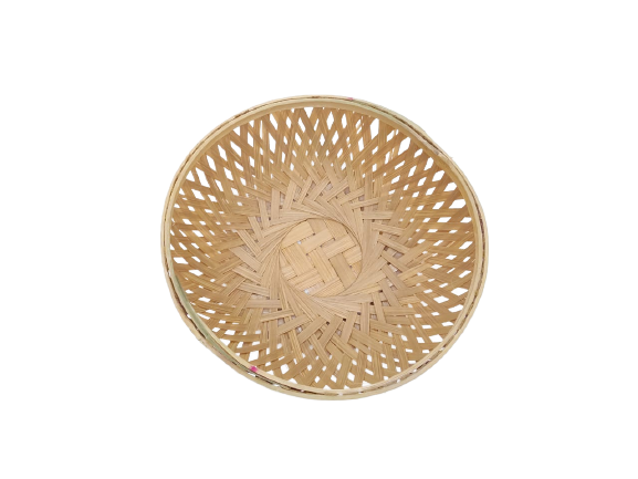 Bamboo tokri basket round natural plain  set of 5 for vegetables/fruits storage. Joynagar handicraft 