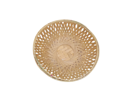 Bamboo tokri basket round natural plain  set of 5 for vegetables/fruits storage. Joynagar handicraft 