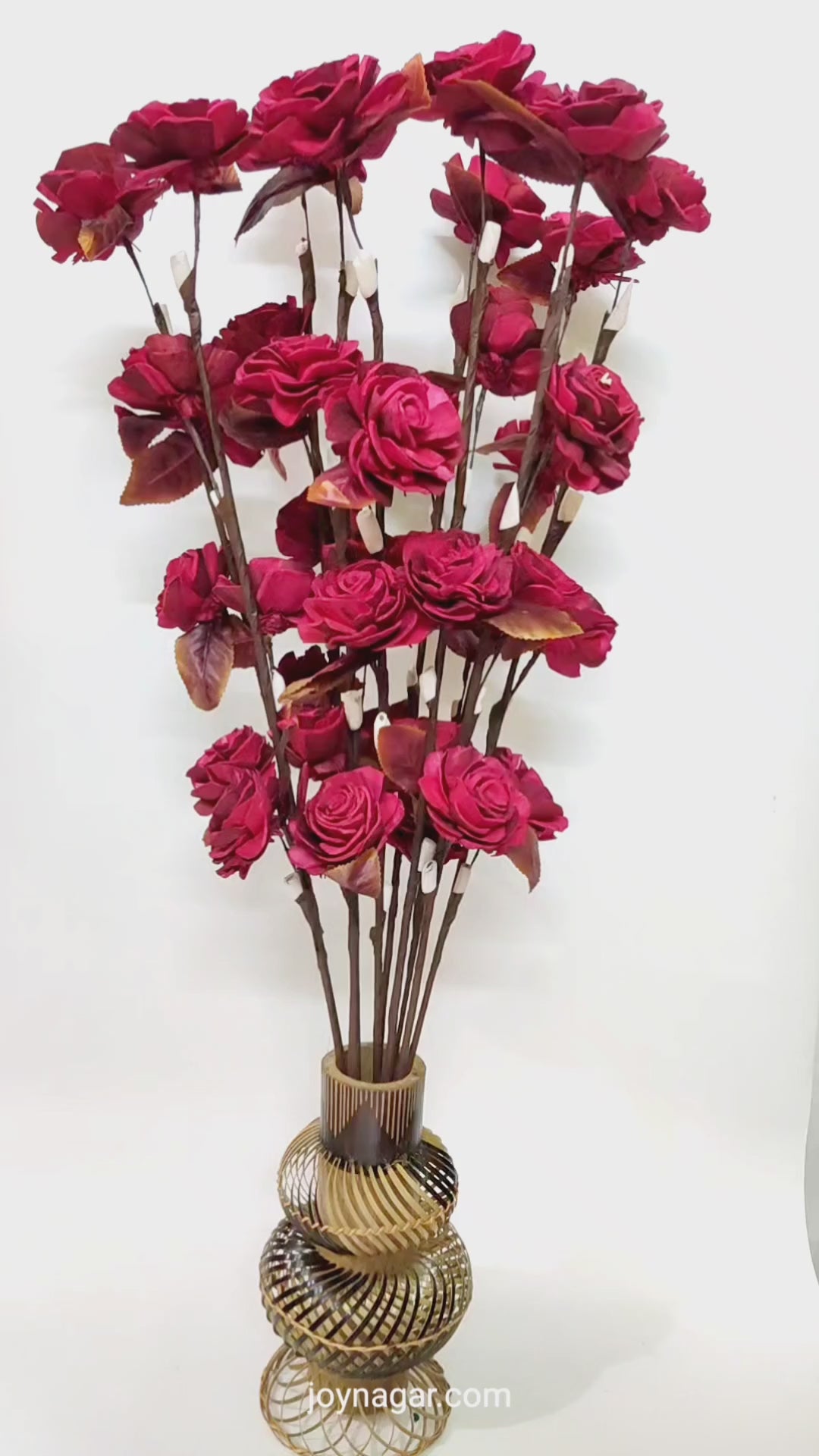 Sola Beauty Rose Flower Stick Joynagar Handicraft Artificial Flowers color_red
