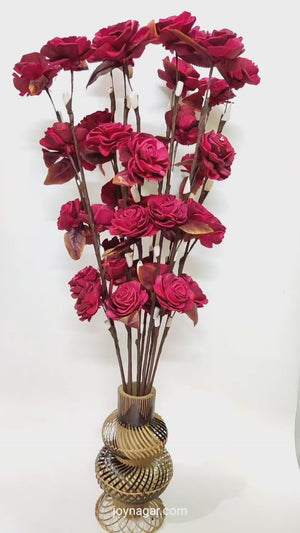 Sola Beauty Rose Flower Stick Joynagar Handicraft Artificial Flowers color_red