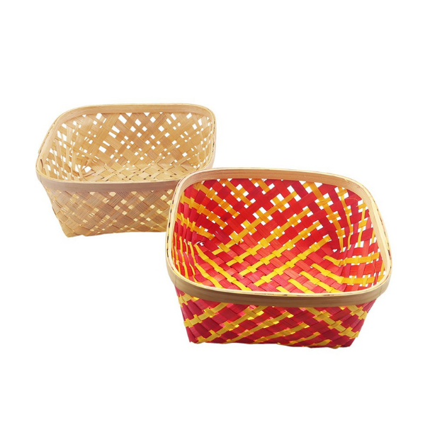 Handmade Bamboo Square Basket set of 3