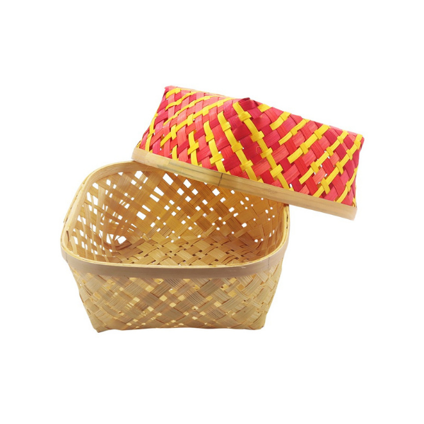 Handmade Bamboo Square Basket set of 3