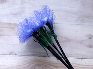Handmade Poppy Net Flower Stick joynagar Handicraft Artificial Flowers color_blue