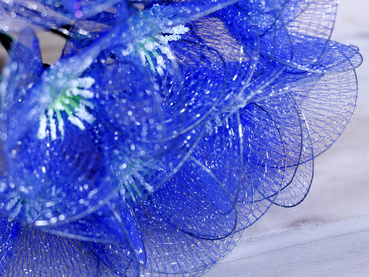 Handmade Poppy Net Flower Stick joynagar Handicraft Artificial Flowers color_blue