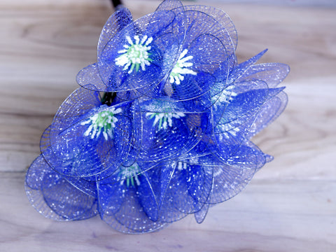Handmade Poppy Net Flower Stick joynagar Handicraft Artificial Flowers color_blue