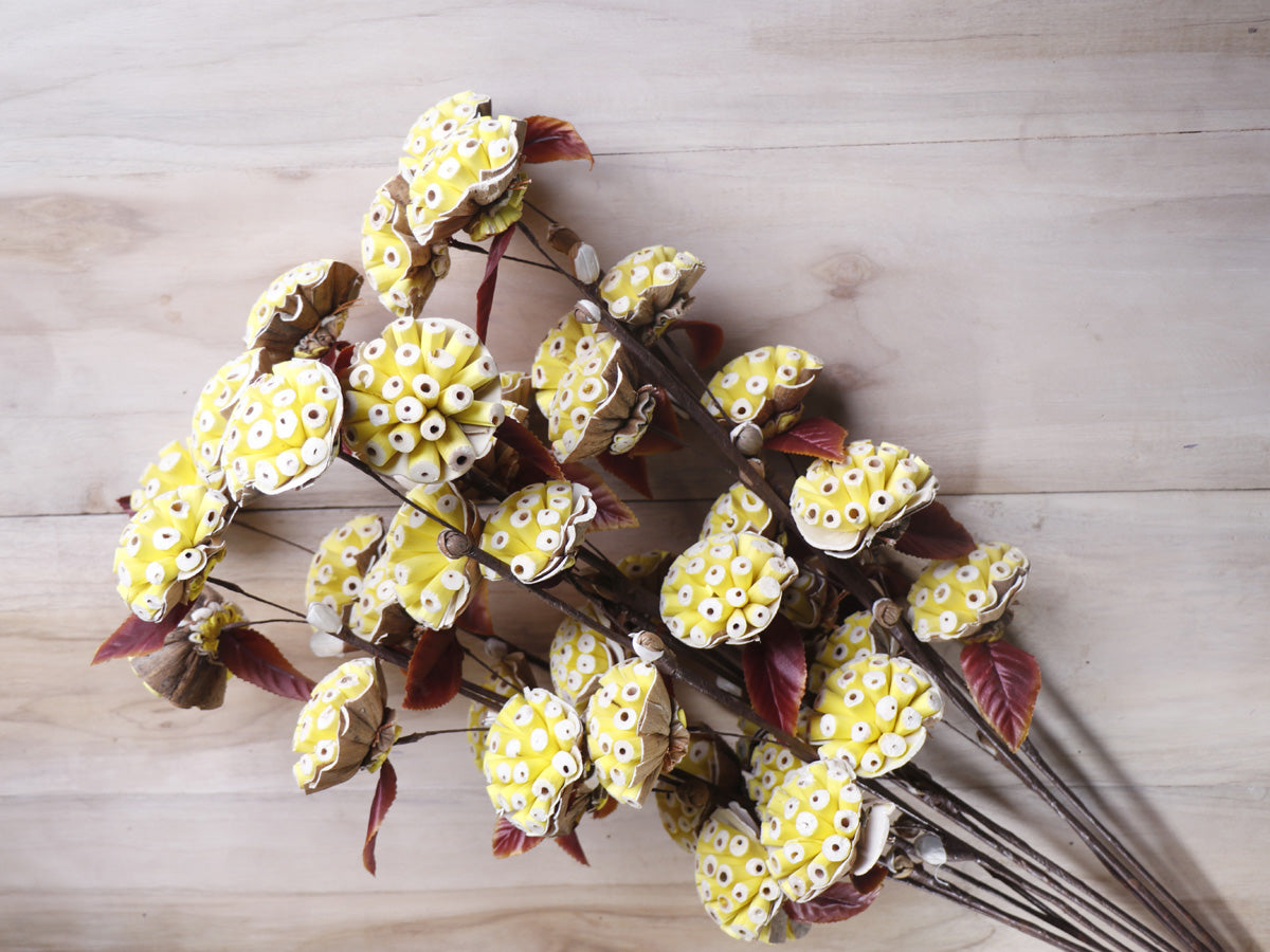 Decorative Burl Sola Wood Flower Stick Joynagar Handicraft Artificial Flowers color_yellow