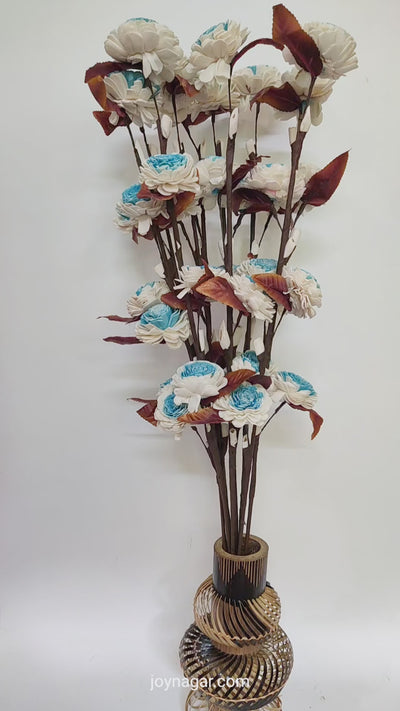 Handmade Sola Dual Belli Flower Stick Joynagar Handicraft Artificial Flowers Homemade color_sky