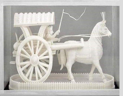Handmade Sola Wood Horse Cart Idol - JOYNAGAR