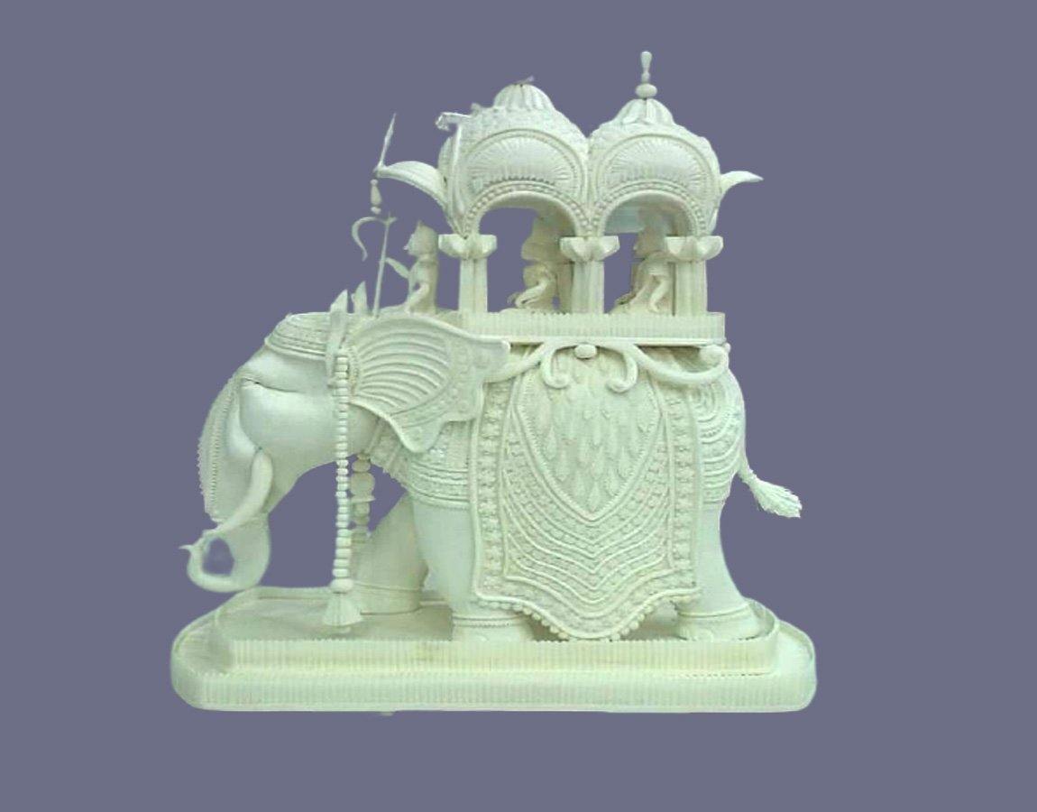 Handmade Sola Wood Vintage Elephant Idol - JOYNAGAR