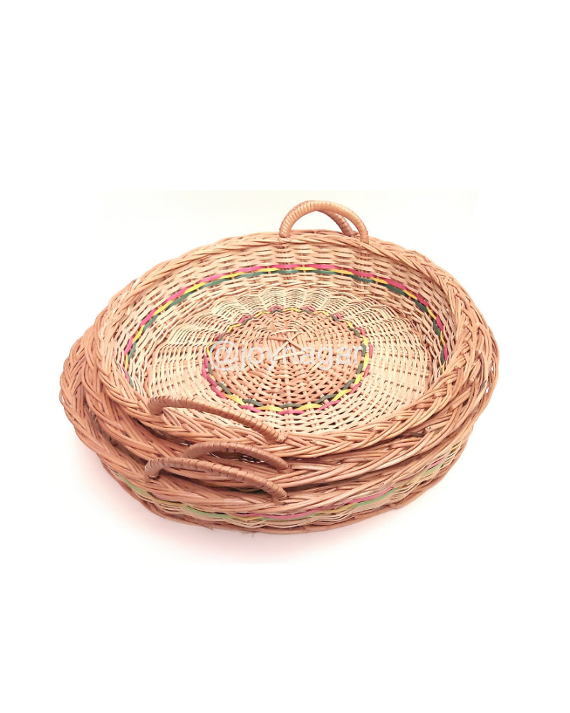 Kashmiri Willow Wicker Big Round Basket with Handle.joynagar Handicraft 