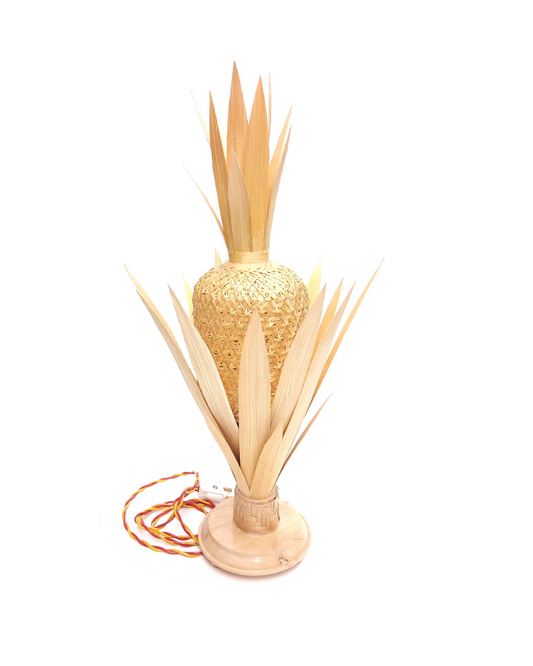 Bamboo table lamp pineapple shape with bulb holder for decoration. Joynagar handicraft 