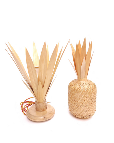 Bamboo Table Lamp Pineapple Shape with Bulb Holder. joynagar - handicraft